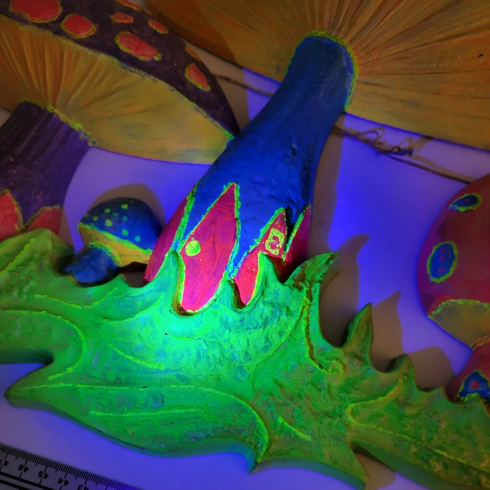 Vintage 1970 Mushroom Wall Hanging Day Glow - Picture 7 of 13